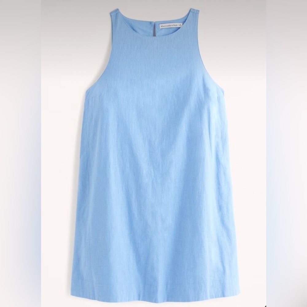 Abercrombie & Fitch High-Neck Linen-Blend Mini Dress in small petite